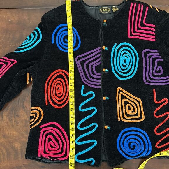 Vintage Women’s Jacket Allure Swirl Scribble Button Rainbow 80’s Jacket Size XL - Picture 14 of 15